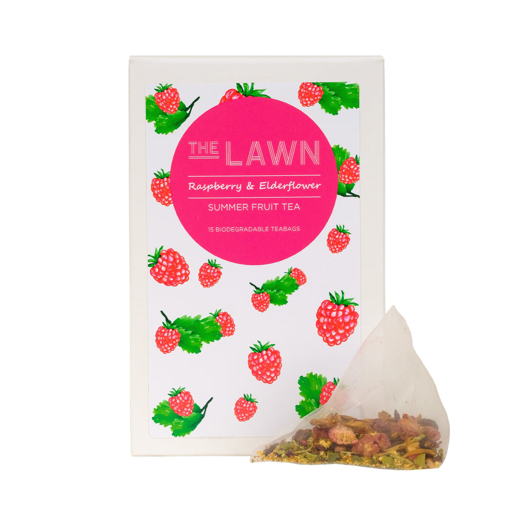 RASPBERRY & ELDERFLOWER TEA Fruit Tea, 15 Pyramid Tea Bags
