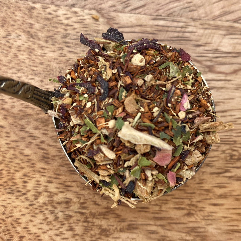 ROOIBOS & RHUBARB TEA Herbal Tea, Recyclable Storage Jar Loose Leaf Tea 80g